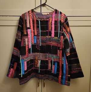 Choices Women Vintage Black Patchwork Jacket